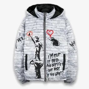 Tango Hotel Banksy Graffiti Crime Puffer Jacket