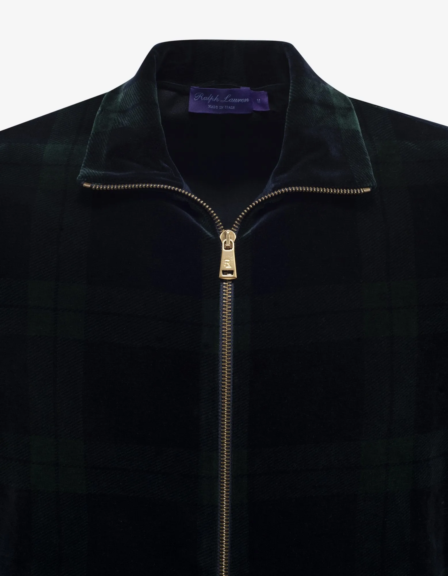 Tartan Print Velvet Track Jacket -