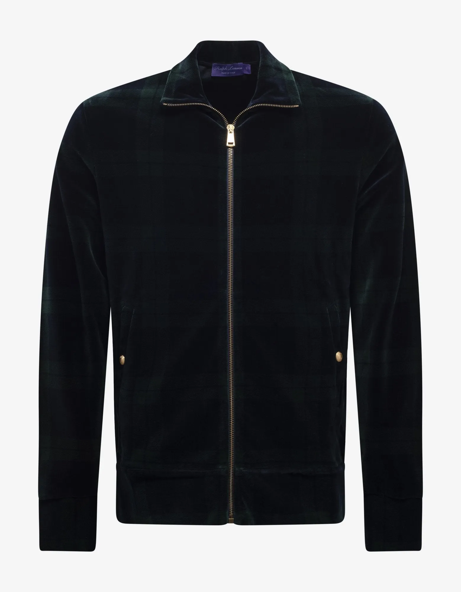 Tartan Print Velvet Track Jacket -