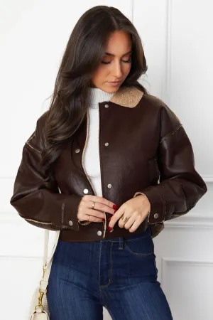 Torri Dark Chocolate Vegan Leather Jacket