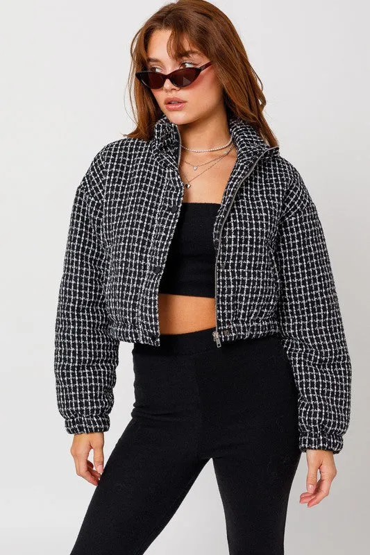 Tweed Crop Puffer Jacket