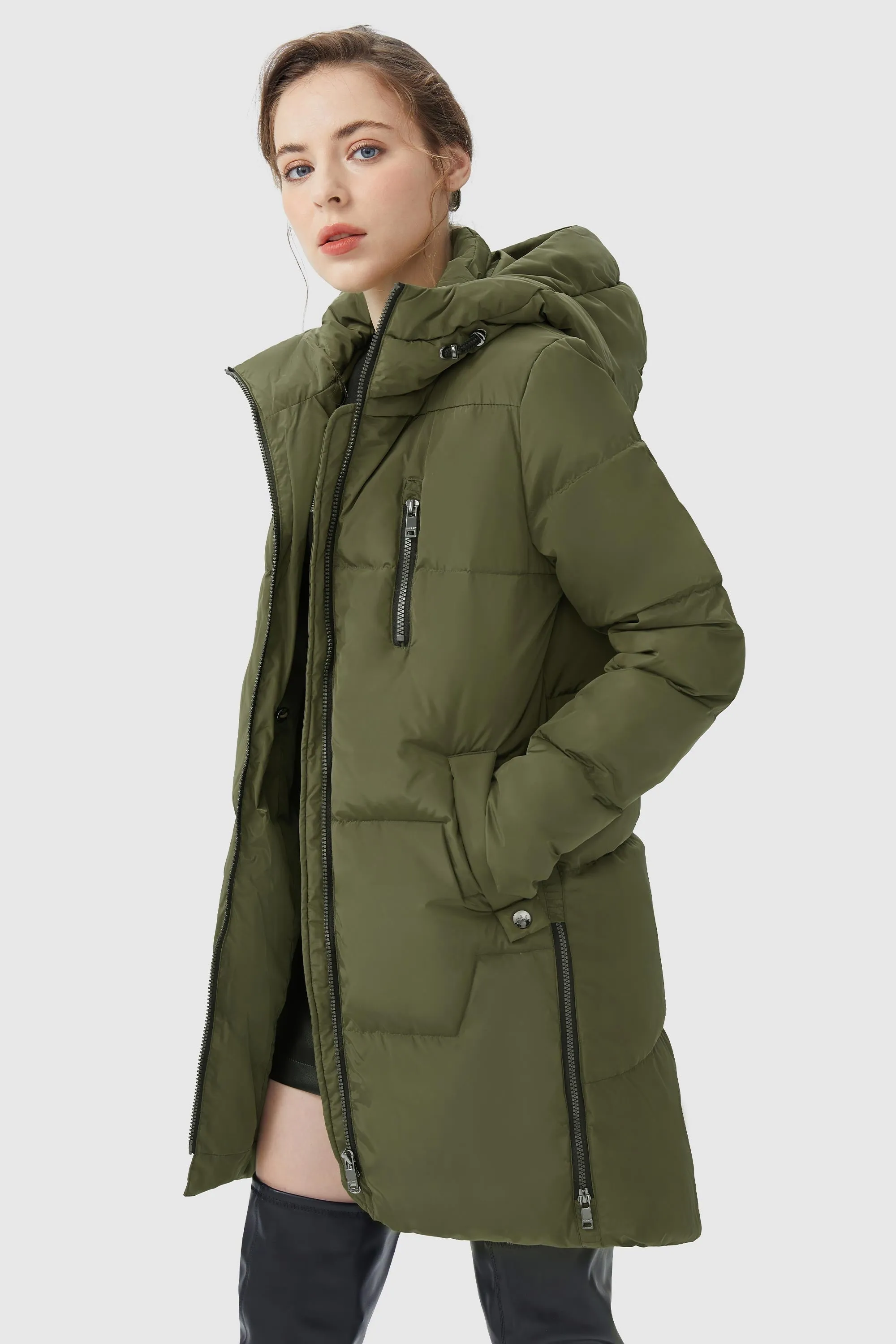 Two-Way Zipper Hooded Puffer Jacket