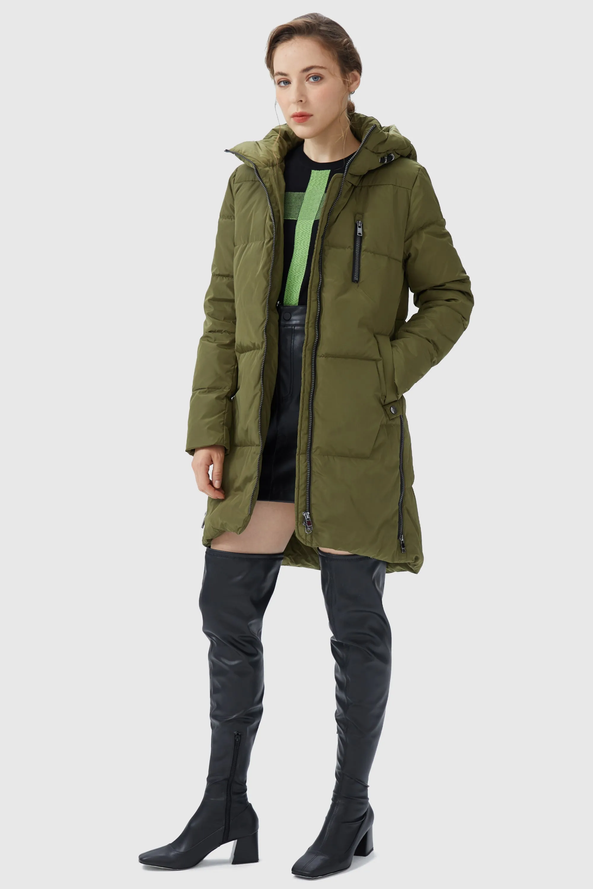 Two-Way Zipper Hooded Puffer Jacket