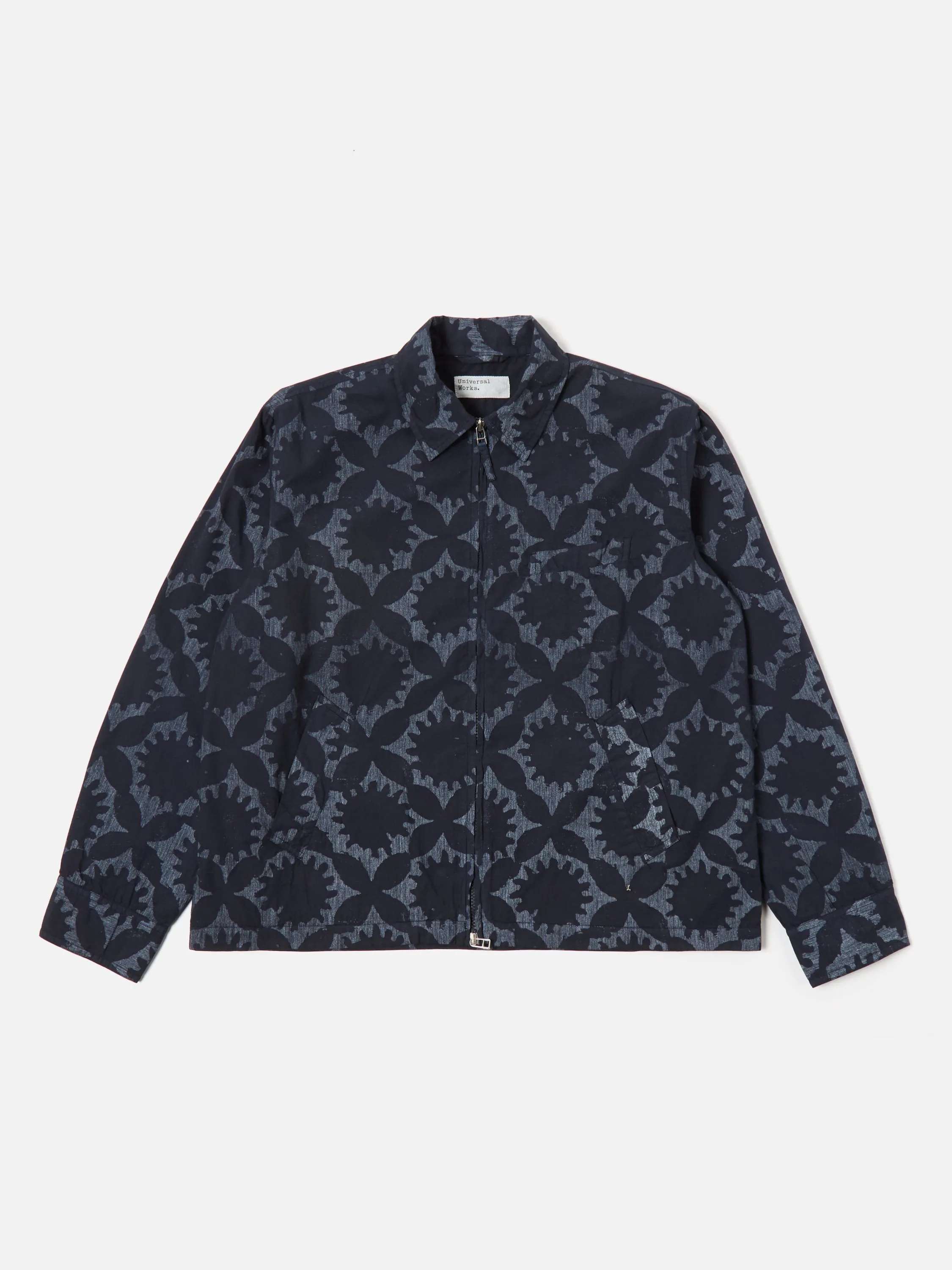 Universal Works Windcheater in Navy Over Dyed Sun Print