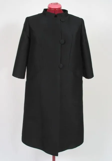 Vintage Chartreuse Satin lined Coat with Matching A-Line Dress