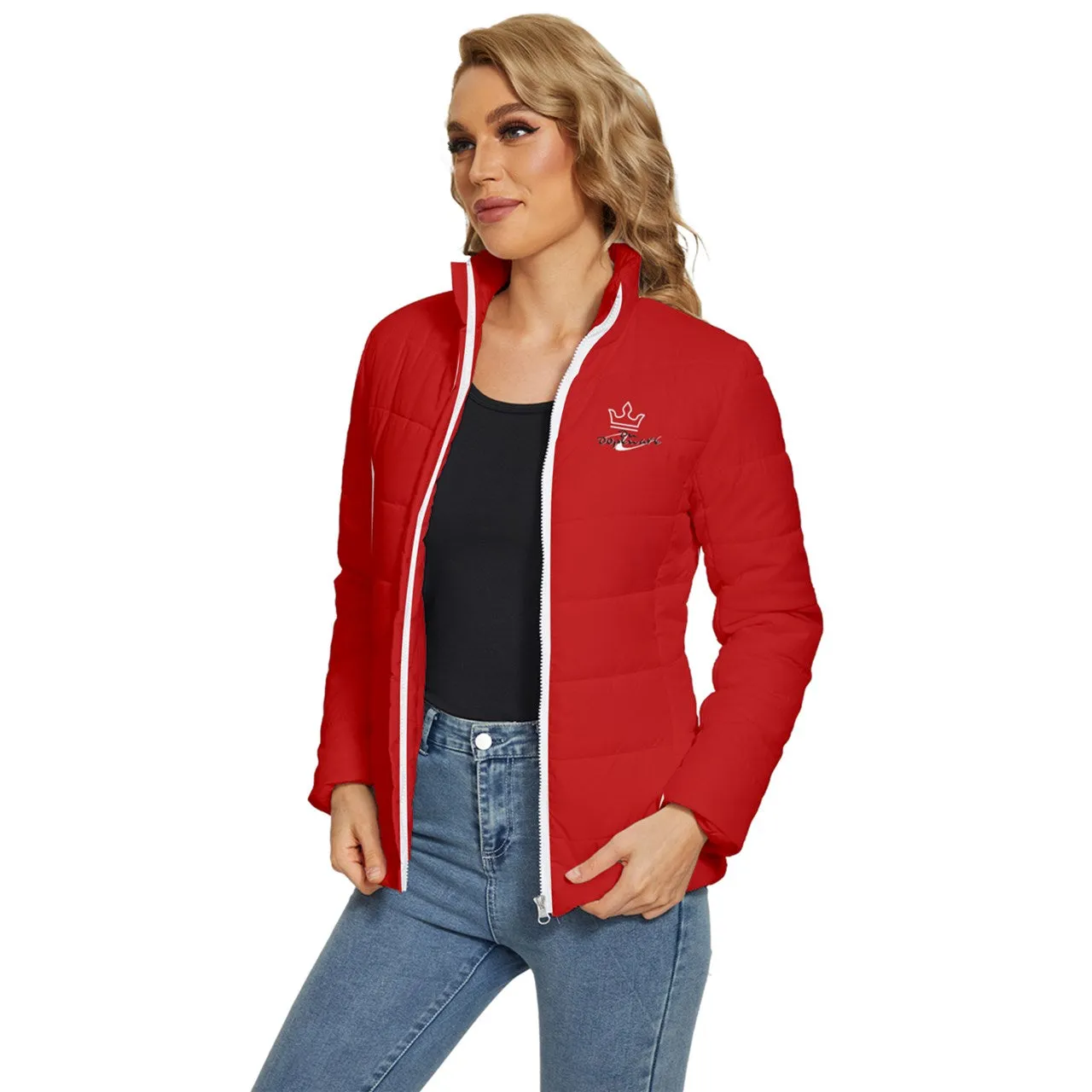 Women's Red Puffer Bubble Jacket Coat