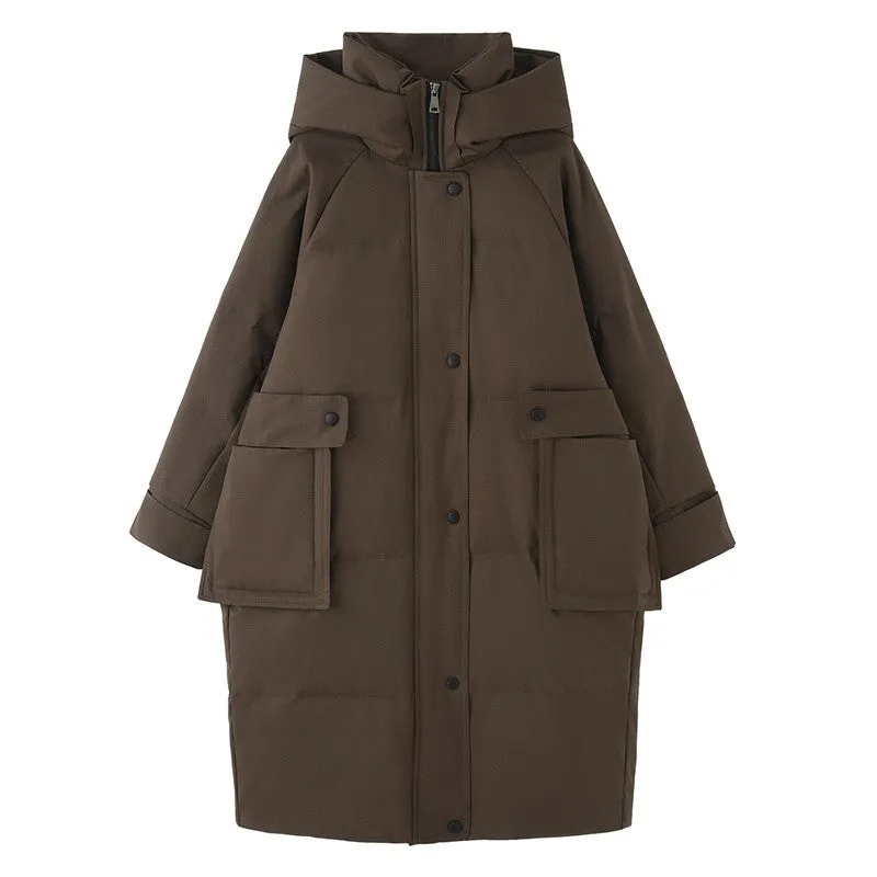 Women's Winter Coats, Brown Outwear Jacket, Hooden Cotton Coat