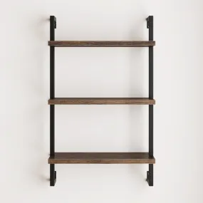 Wood & Metal 3-Shelf Floating Bookshelf Oak