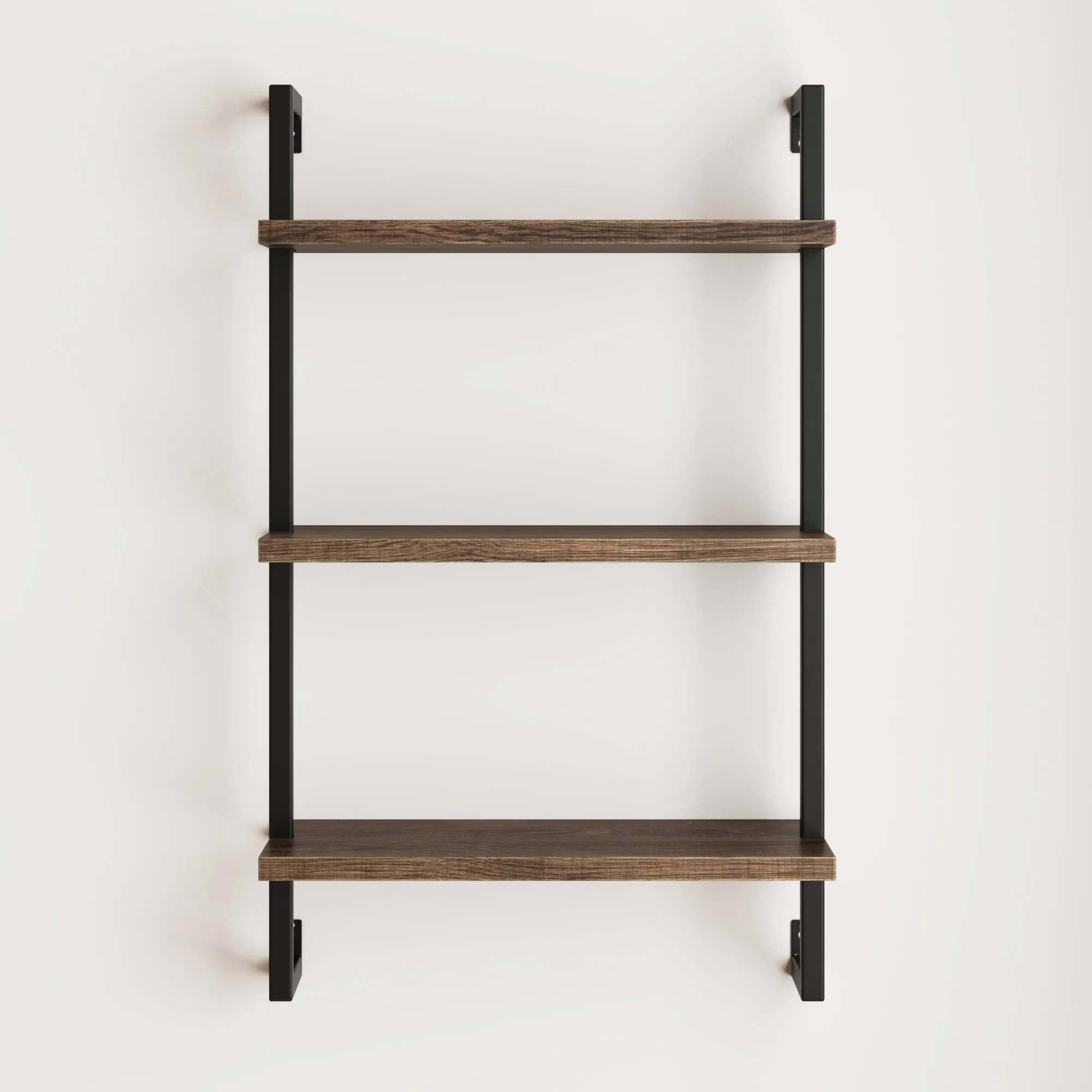 Wood & Metal 3-Shelf Floating Bookshelf Oak