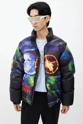 x Undercover x Public Enemy Black & Multi Print Puffer Jacket