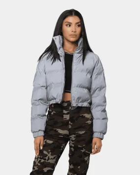 XXIII Women's Lila Reflector Crop Puffer Jacket Sliver