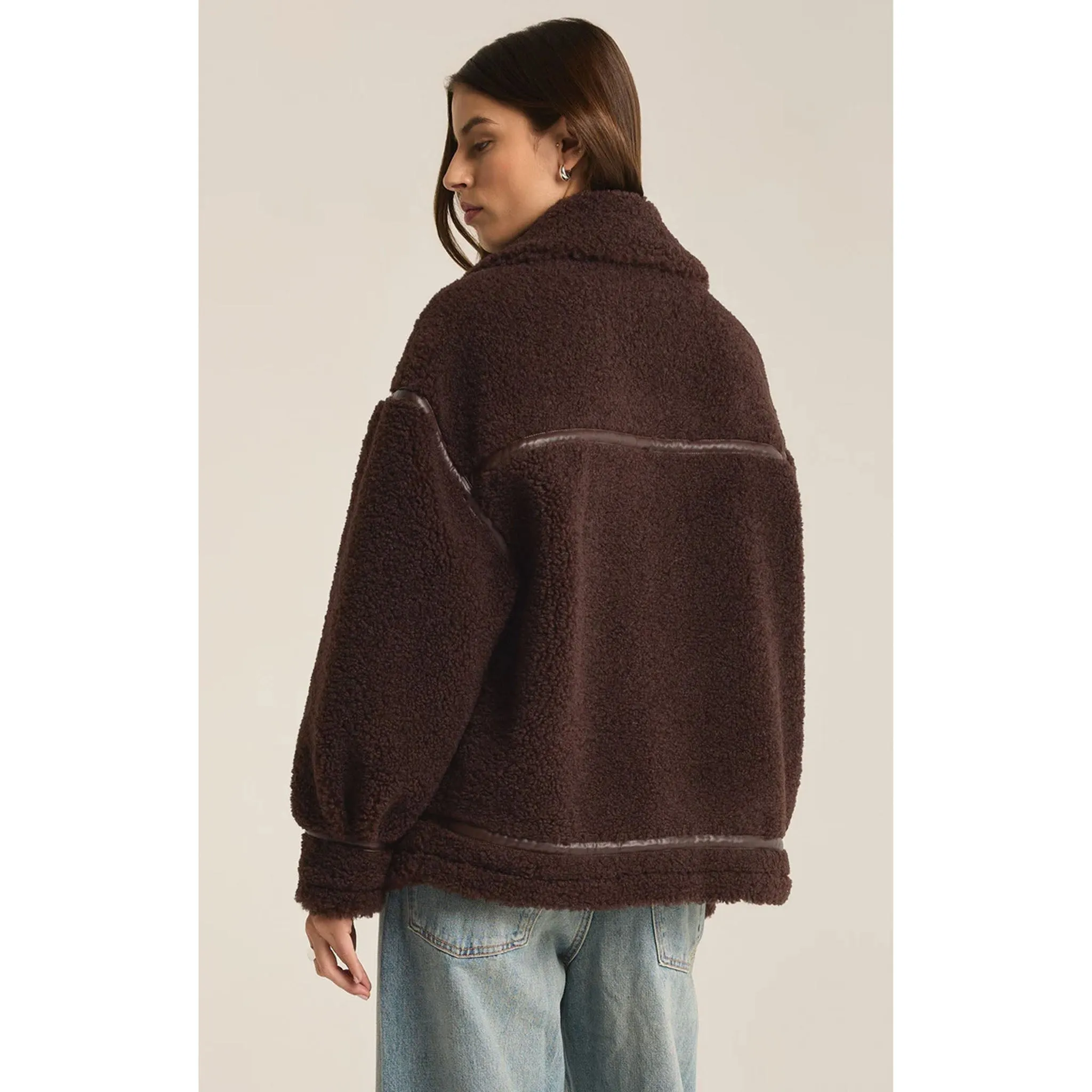 Z Supply Ari Sherpa Coat in Dark Chocolate