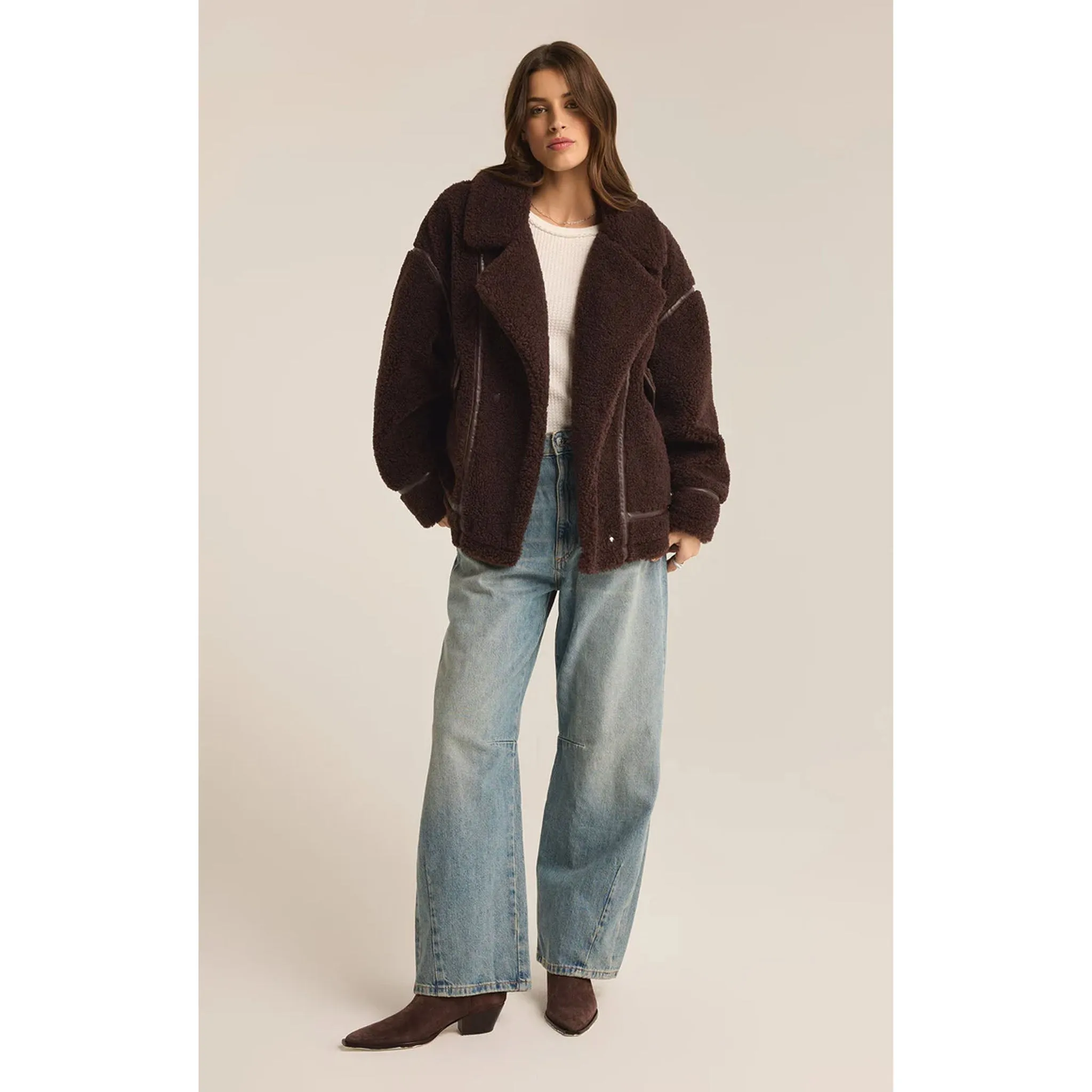 Z Supply Ari Sherpa Coat in Dark Chocolate